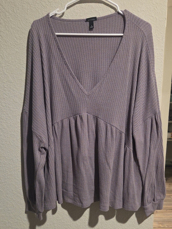 torrid Tops - Torrid Dusty Lavender Ribbed Baby Doll Tee